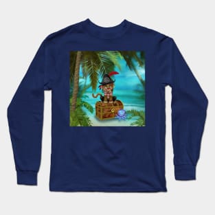 Pirate monkey and purple octopus Long Sleeve T-Shirt